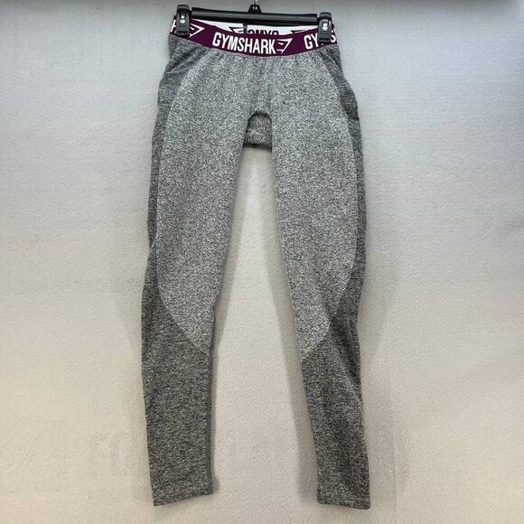Gymshark Pants - Gym Shark Leggings Women's Size Small Athleticwear Grey/Maroon Logo Low Rise
